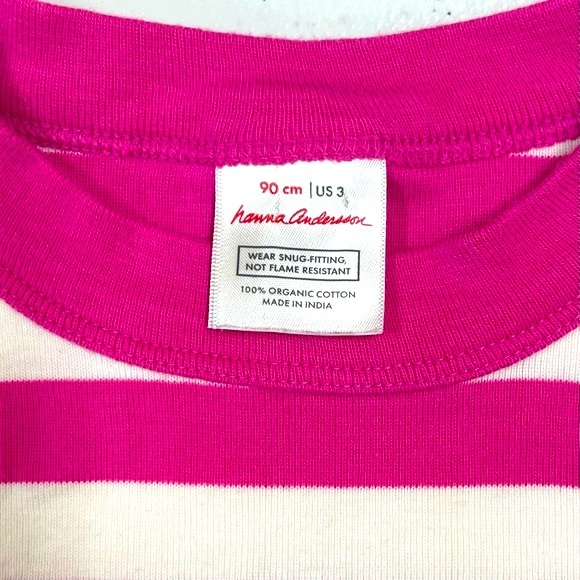 Hanna Andersson Short Johns Girls 3T 90 cm Pink White Stripes Pajamas Cotton PJs - Picture 2 of 2